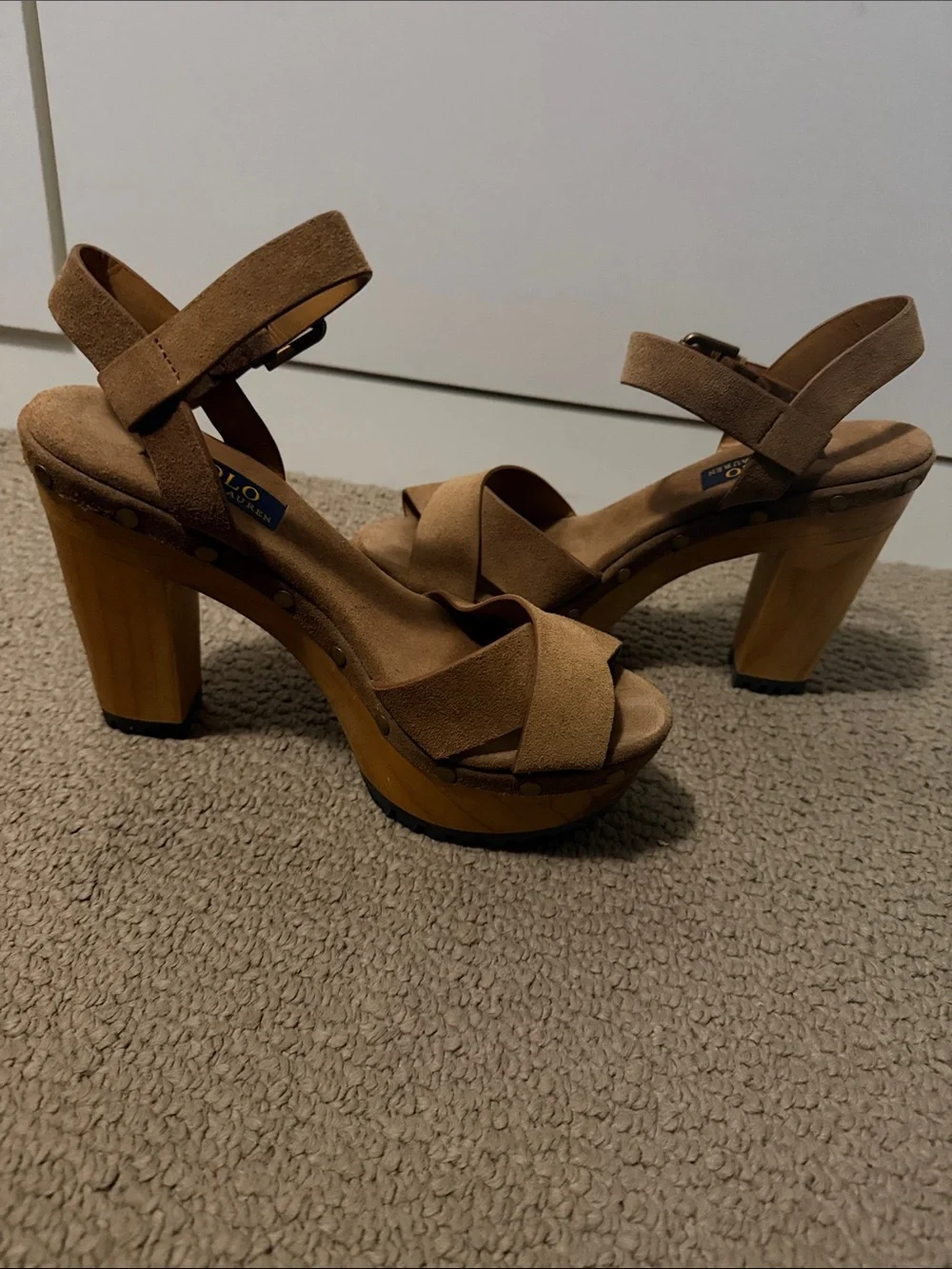 Polo by Ralph Lauren Brown Suede Platform Sandals - Picture 7 of 7